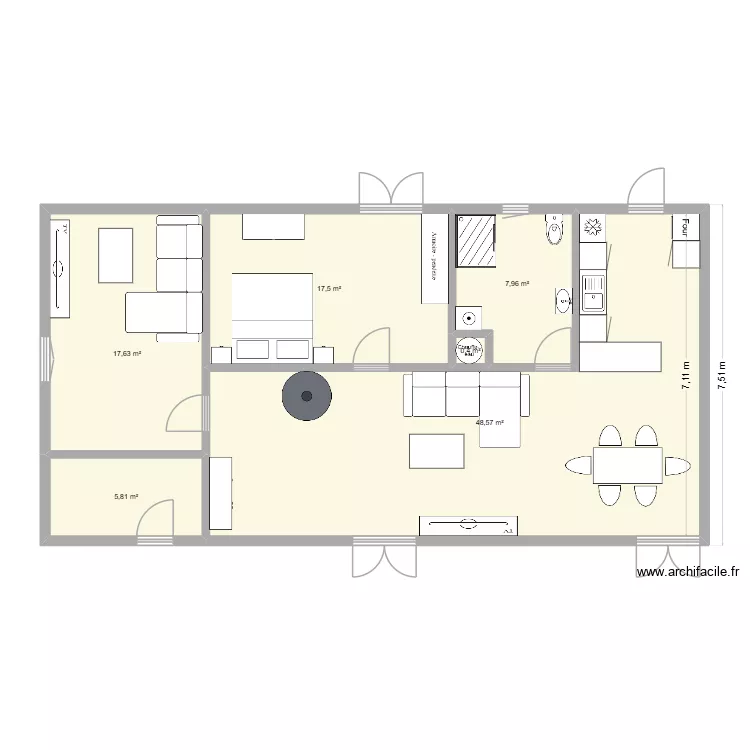 MAISON. Plan de 6 pièces et 98 m²