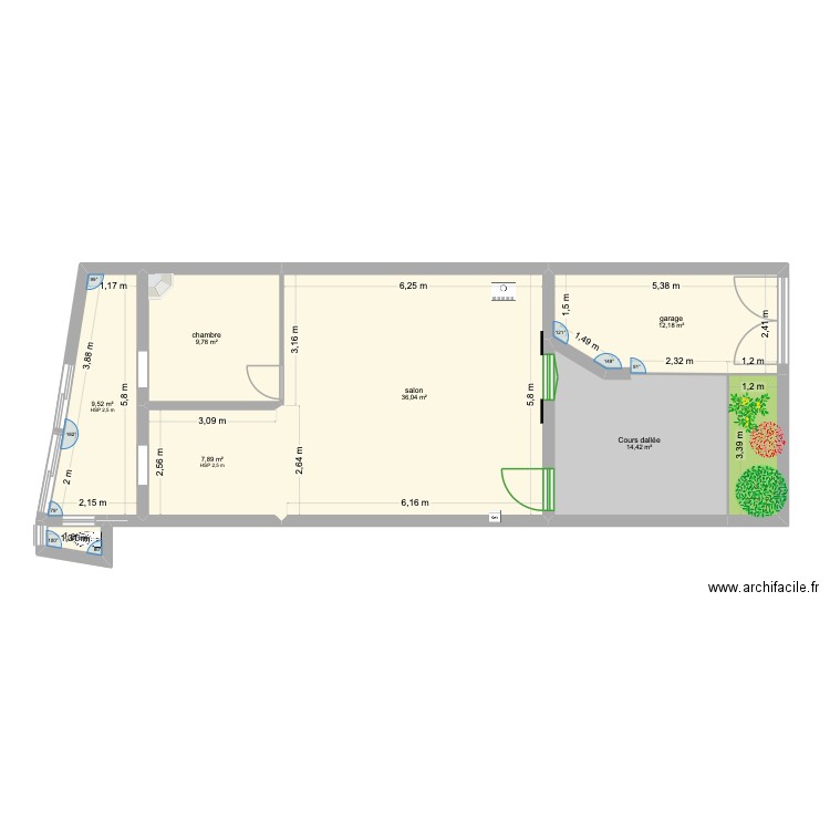 rez de chaussée - modification déclaration préalable. Plan de 8 pièces et 95 m2