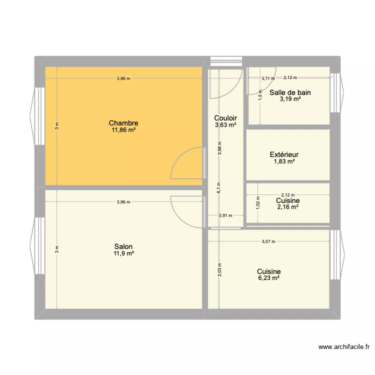 MARIGNALE. Plan de 7  et 58 m²