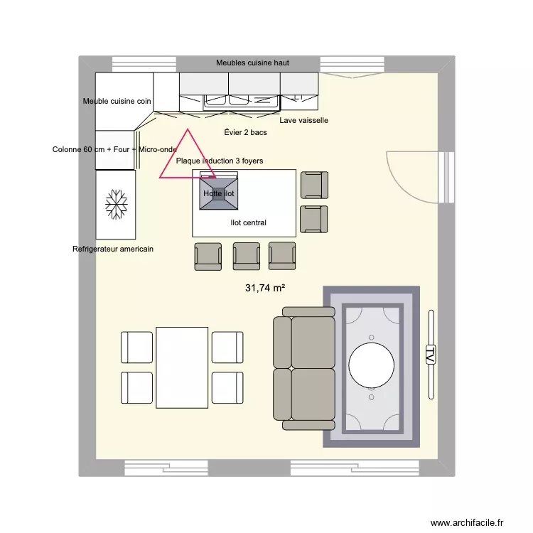 Cuisine EOPI. Plan de 1 Pièce et 32 m² Cuisine EOPI. Plan de 1 Pièce et 32 m²