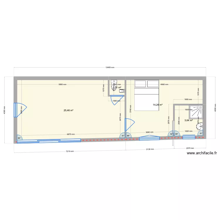 Appartement RdC Ledoux. Plan de 4 et 44 m² Appartement RdC Ledoux. Plan de 4 et 44 m²