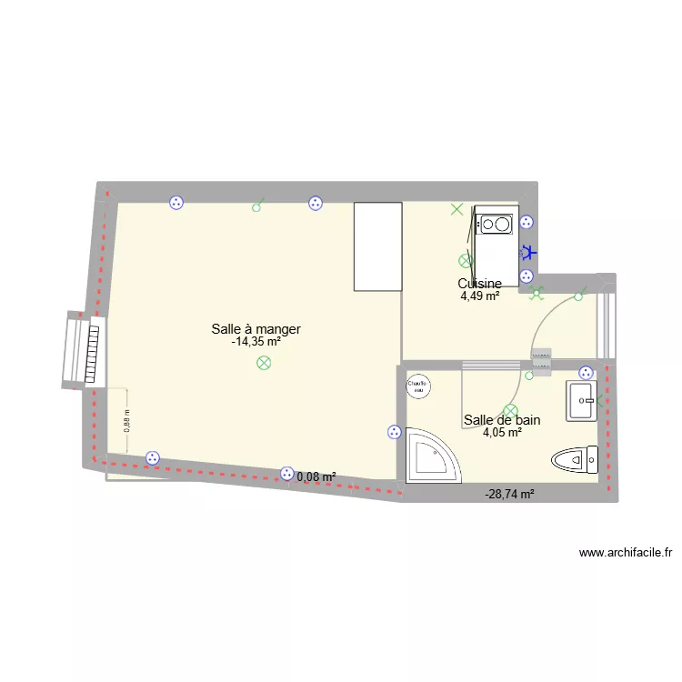 Appart studio Lunel. Plan de 