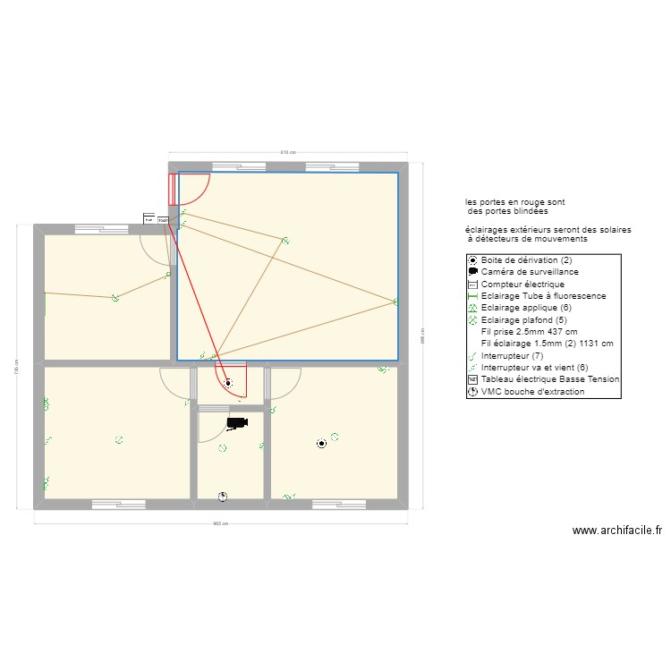 POG Rdz luminaires. Plan de 6 pièces et 69 m2