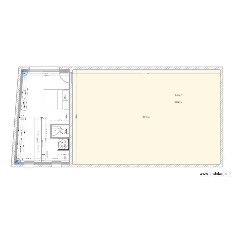 bouchez. Plan de 4 pièces et 149 m2