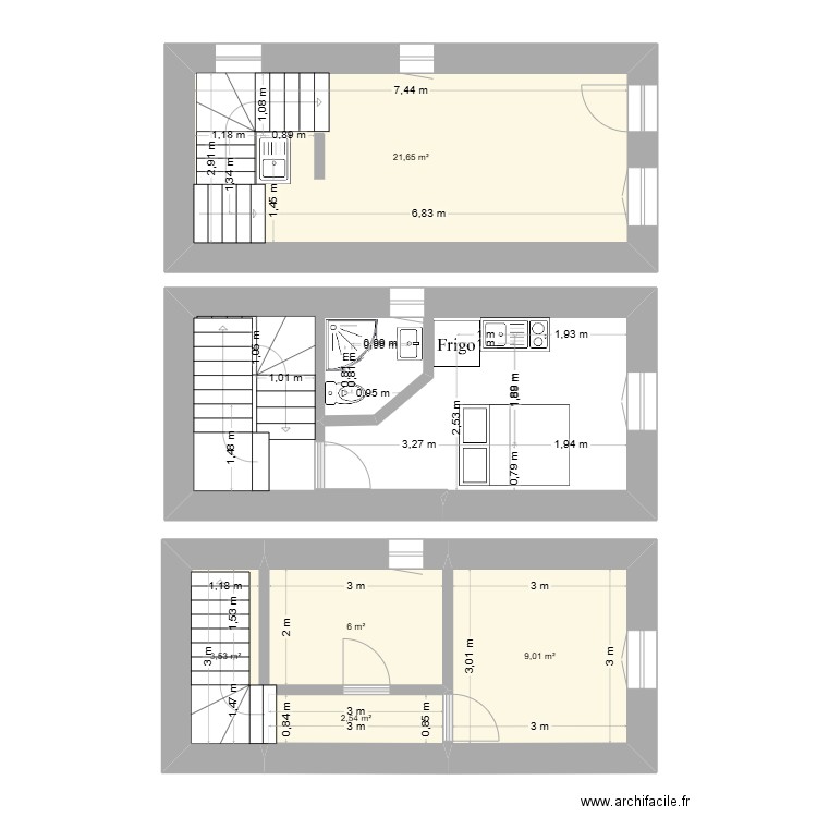 Maison Donnat 2. Plan de 5 pièces et 43 m2