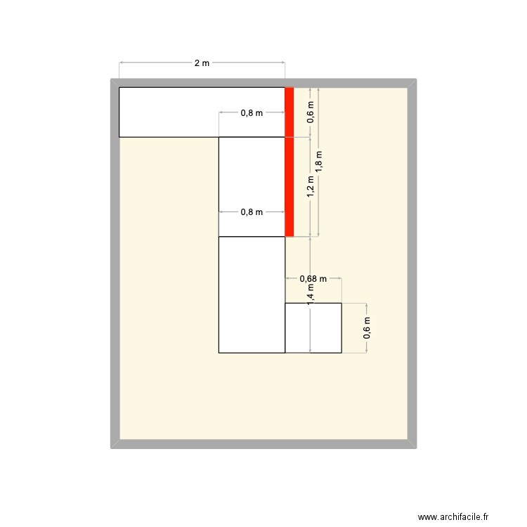 la poste. Plan de 1 pièce et 15 m2