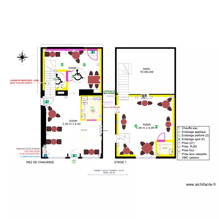 BICHON. Plan de 3  et 11 m²