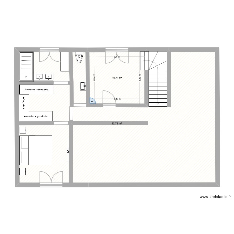 saix 1. Plan de 2 pièces et 93 m2