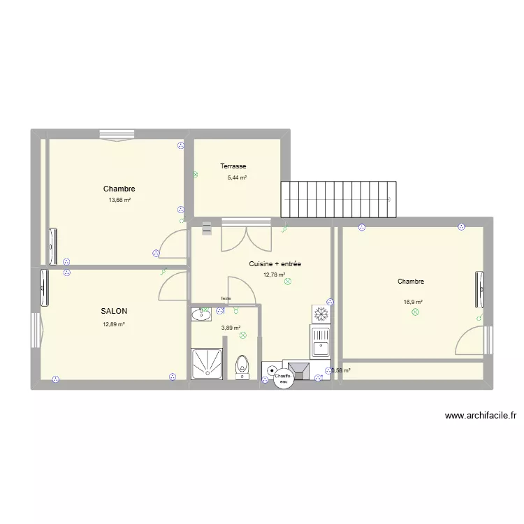 T2 1 er étage elec. Plan de 8 et 67 m² T2 1 er étage elec. Plan de 8 et 67 m²
