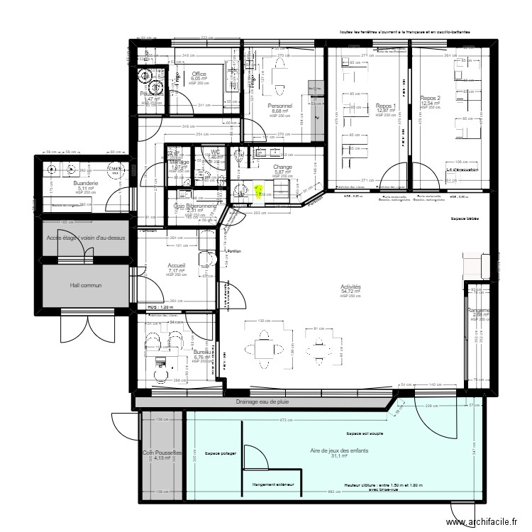 Evry - Bois Sauvage. Plan de 20 pièces et 181 m2