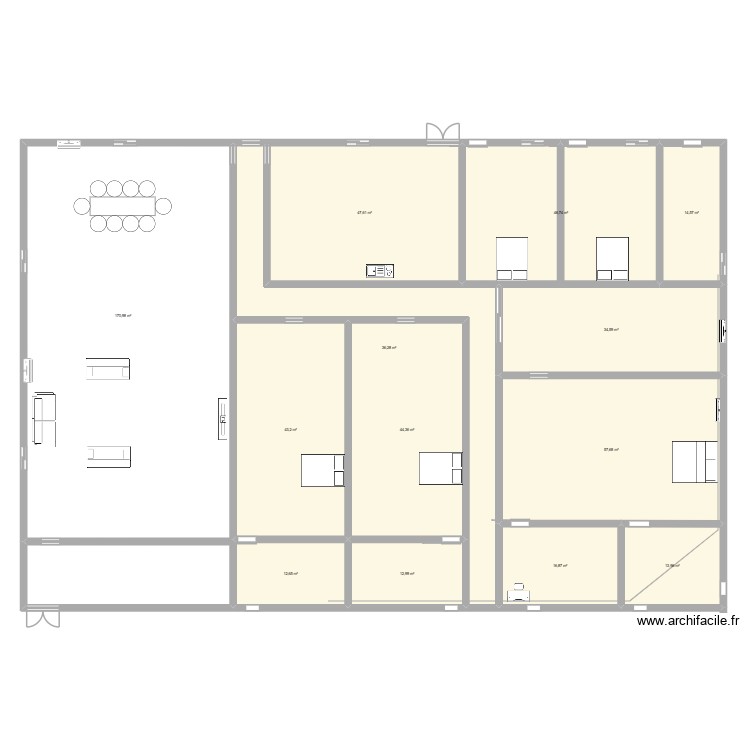 Villa &agrave; 5 chambres dont 2 visiteurs. Plan de 0 pièce et 0 m2