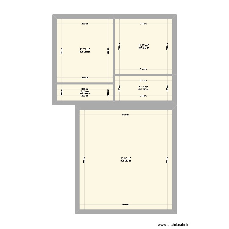 dernier. Plan de 5 pièces et 66 m2