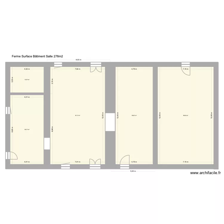ferme salle 10/01/2026. Plan de 5 pièces et 288 m²