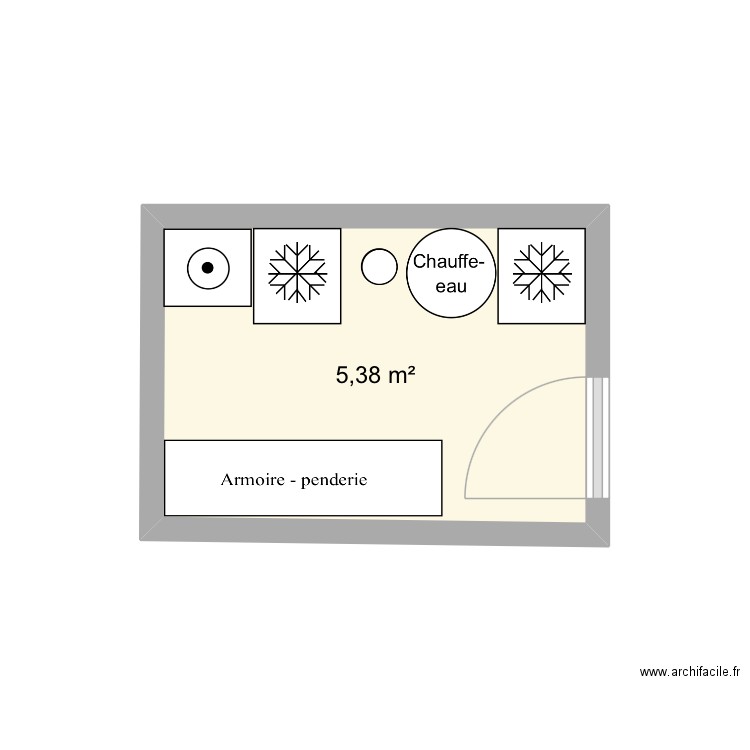 Buanderie. Plan de 1 pièce et 5 m2