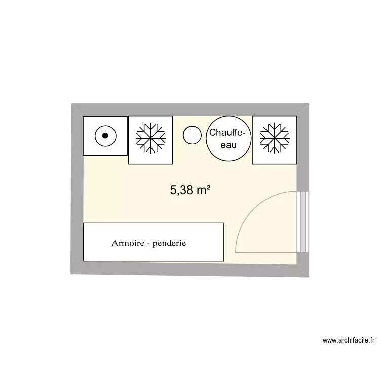 Buanderie. Plan de 1 pièce et 5 m²