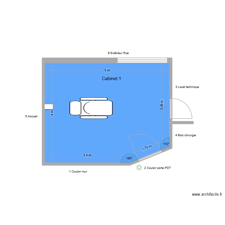 31721 Cabinet 1. Plan de 1 pièce et 19 m2