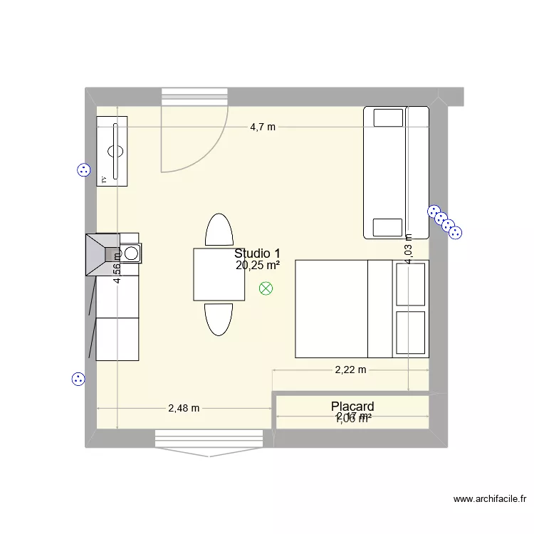 Studio 1 Thyez. Plan de 4 et 195 m² Studio 1 Thyez. Plan de 4 et 195 m²