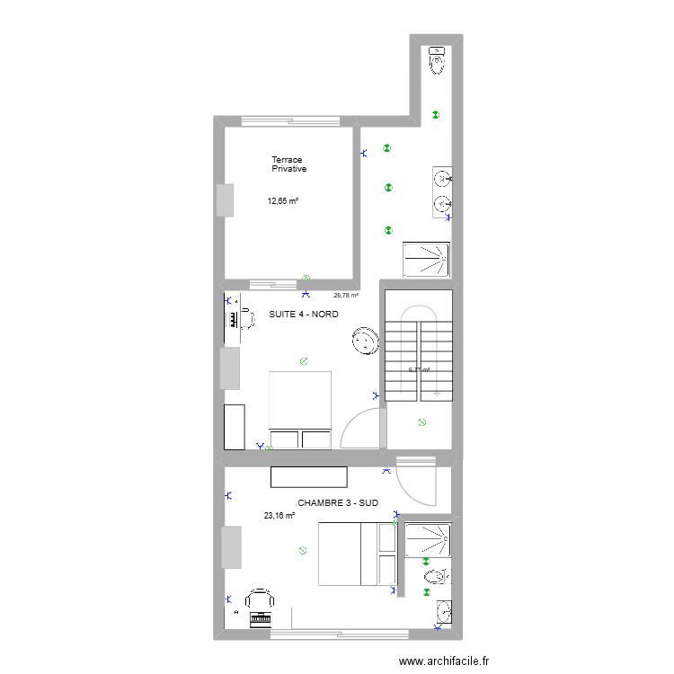 Stobbaert 22 Etg2. Plan de 4 pièces et 69 m2