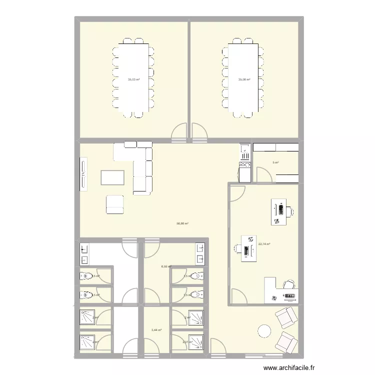 Locaux CEM. Plan de 15  et 179 m²