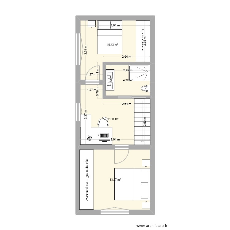 Jo2. Plan de 4 pièces et 39 m2