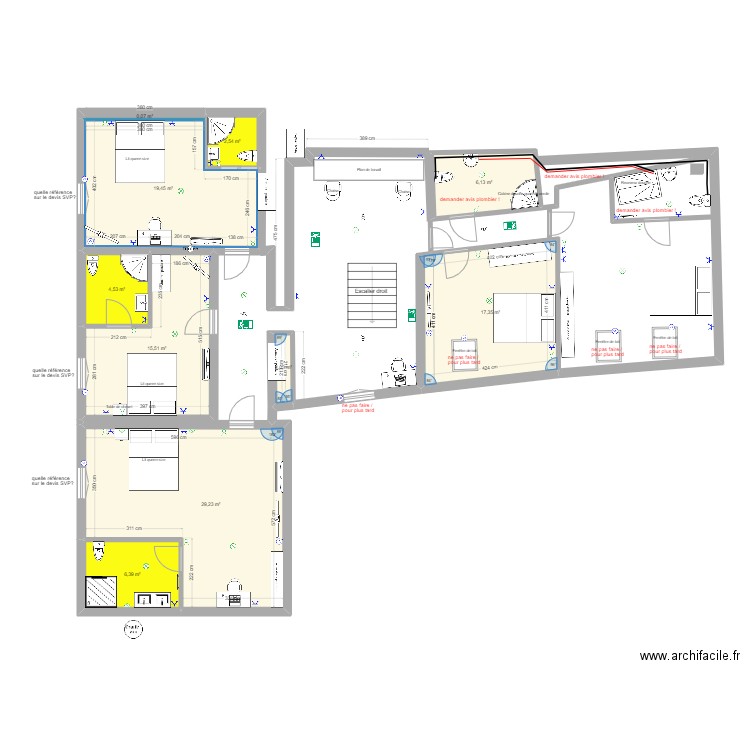 crancey_étage_art du bois. Plan de 10 pièces et 102 m2