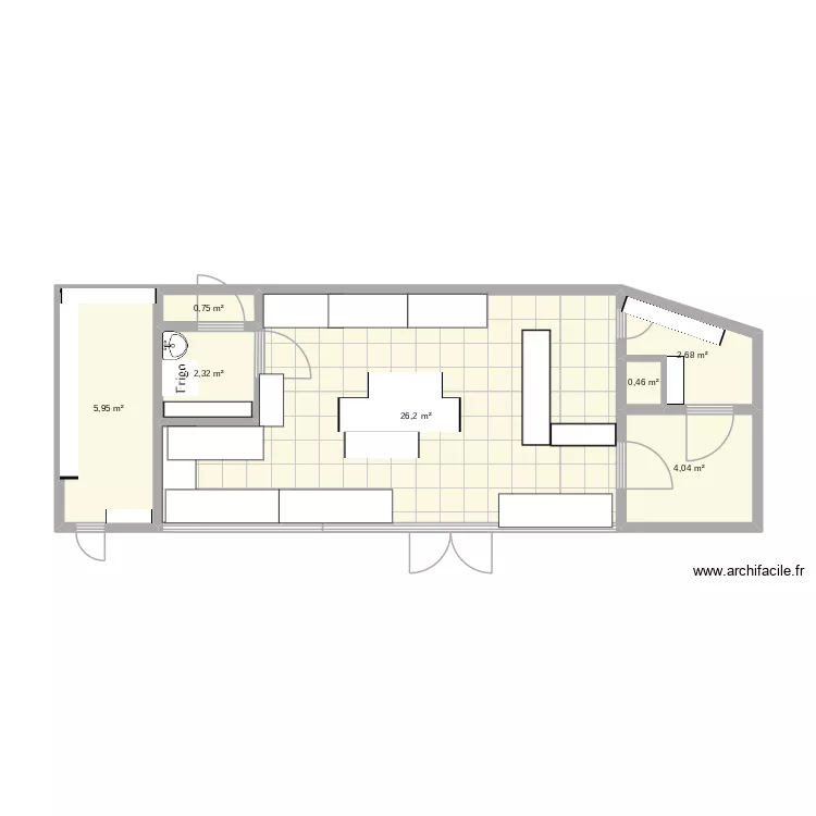 magasin. Plan de 7  et 42 m²