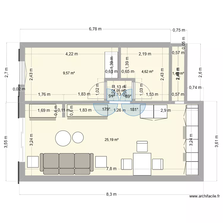 Canaries2g. Plan de 5  et 42 m²