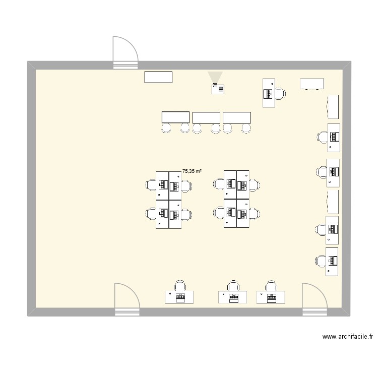 salle D030. Plan de 1 pièce et 75 m2