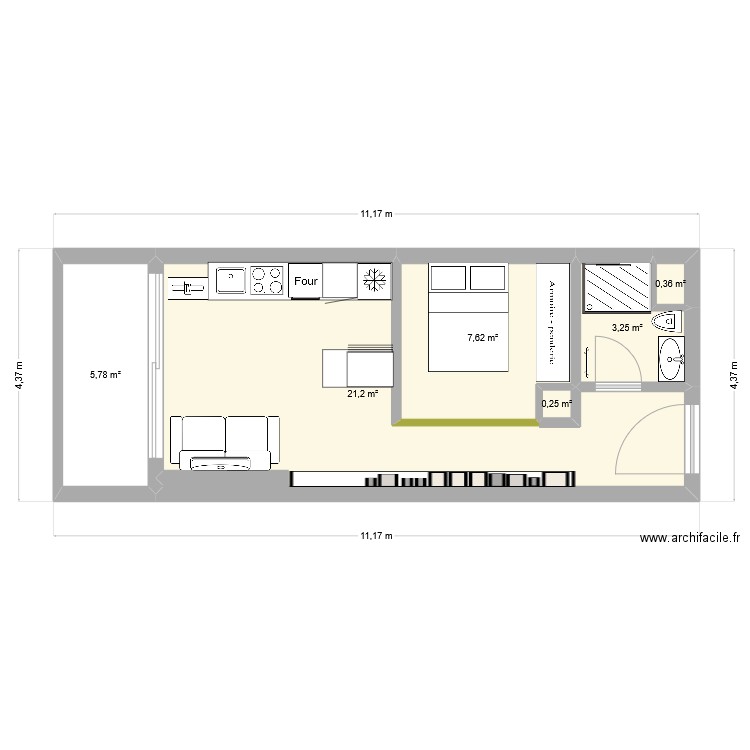 NICE TRACHEL 3. Plan de 5 pièces et 39 m2