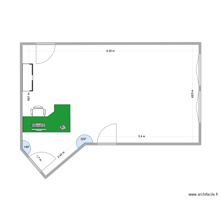 vie  sco. Plan de 1 pièce et 41 m2