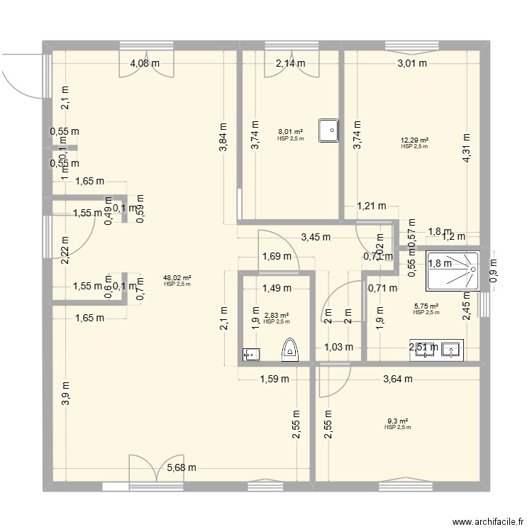 Compère Guilleri nouveau 4. Plan de 6 pièces et 86 m2