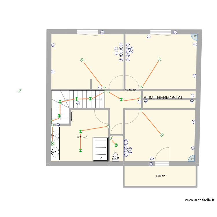 fernand orcines etage. Plan de 3 pièces et 63 m2