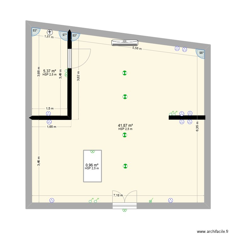 R-2. Plan de 3 pièces et 49 m2