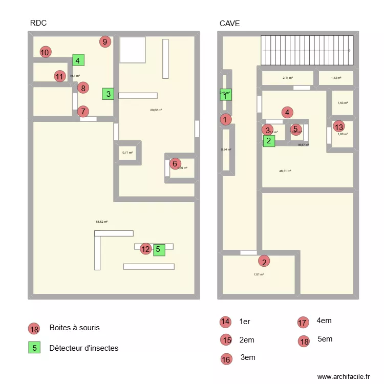 Hotel Continental. Plan de 16  et 187 m²