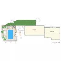 Am&eacute;nagement Piscine et patio - pavillon et cabanon - patio 15x15 - sans mur roche