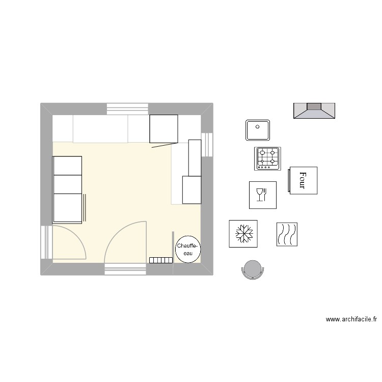 CUISINE Caro. Plan de 1 pièce et 10 m2