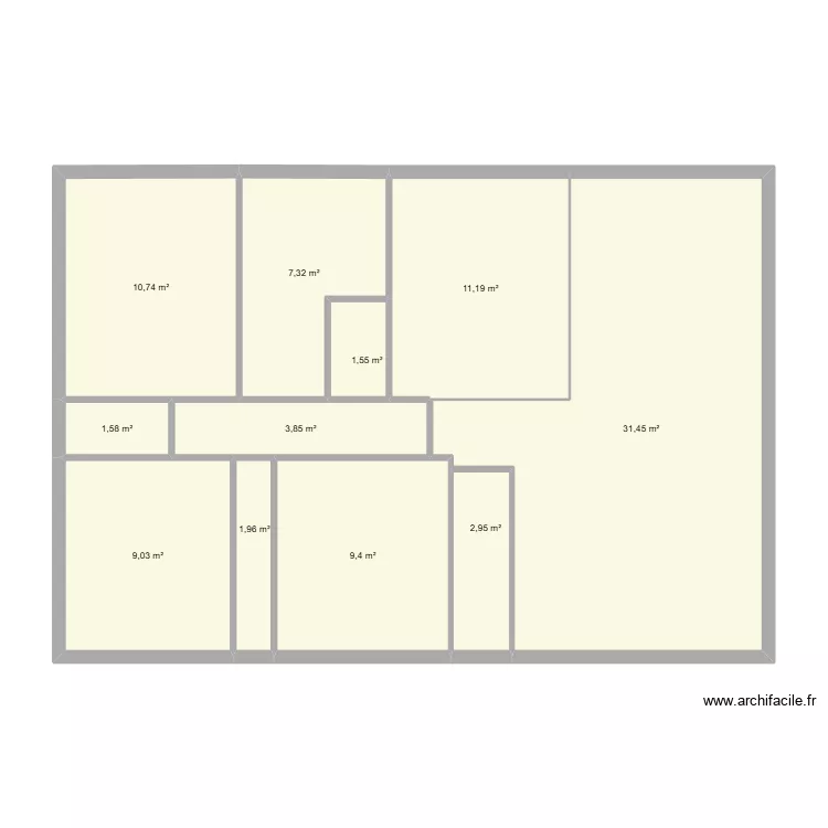 plafond. Plan de 11  et 91 m²