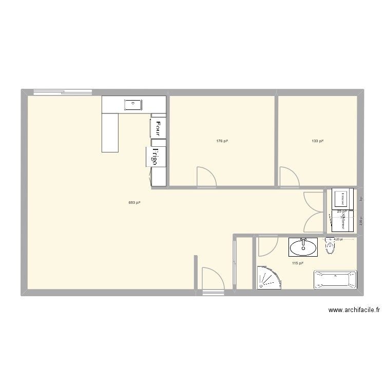 Maison 2 chambres. Plan de 5 pièces et 106 m2