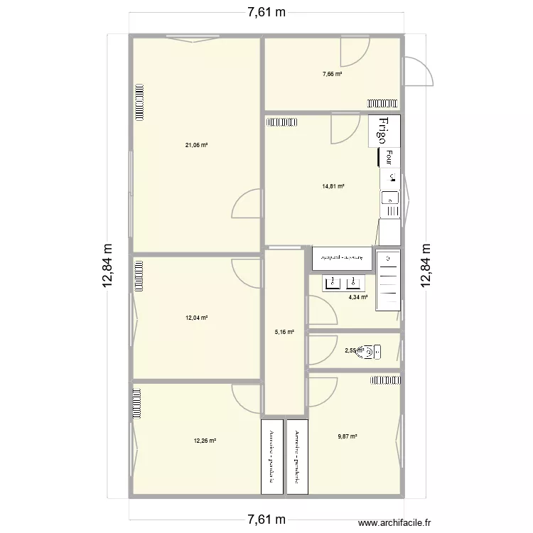 maison avant travaux. Plan de 9  et 90 m²