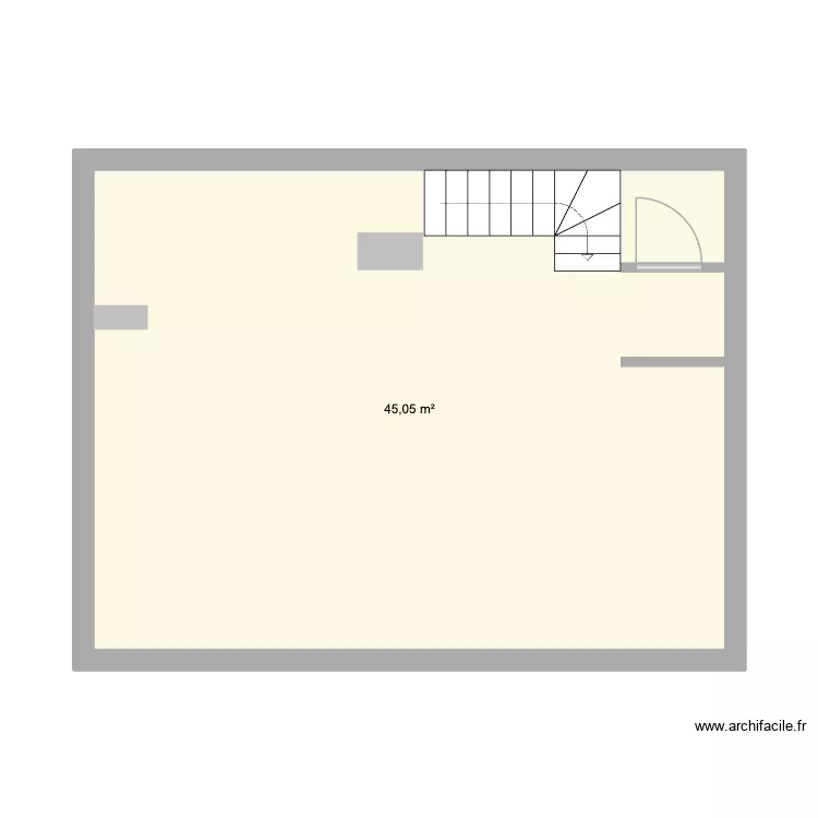 RDC Maison. Plan de 1  et 45 m²