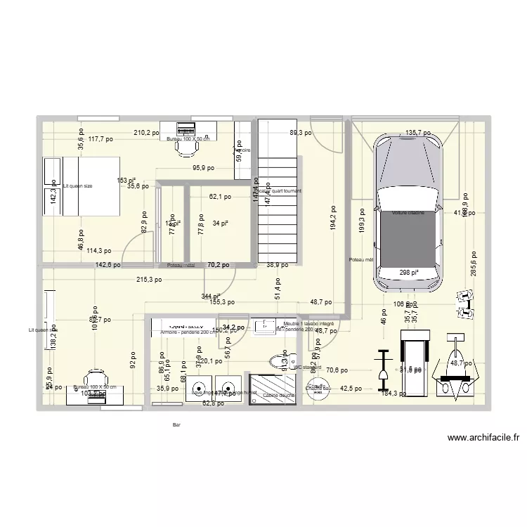 Plan sou-sol 5 avec ancien escalier. Plan de 5 pièces et 78 m² Plan sou-sol 5 avec ancien escalier. Plan de 5 pièces et 78 m²