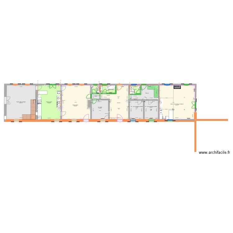 Thil - dépendances mézanine. Plan de 20 pièces et 385 m2