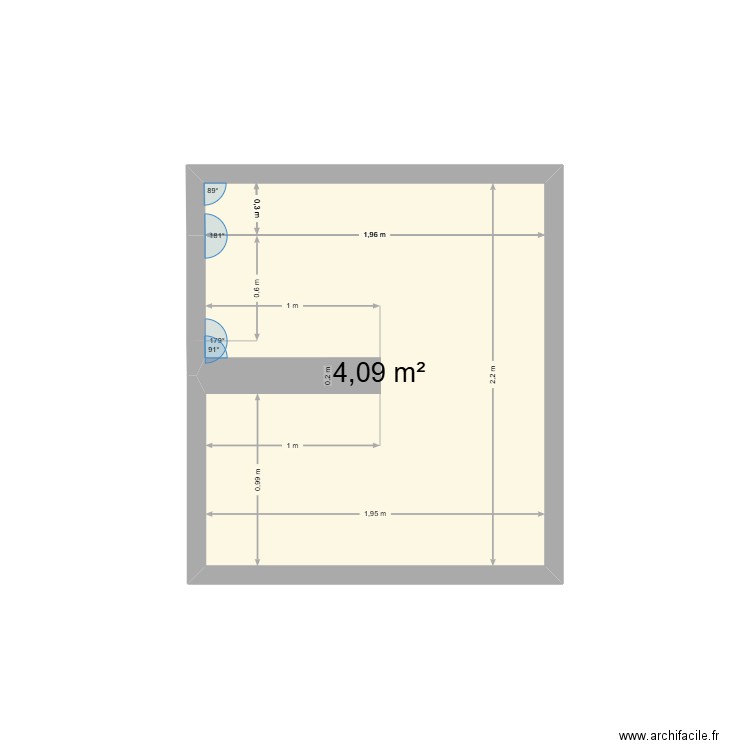 saloon. Plan de 1 pièce et 4 m2