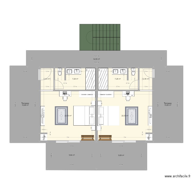 vue du toit v3. Plan de 0 pièce et 0 m2