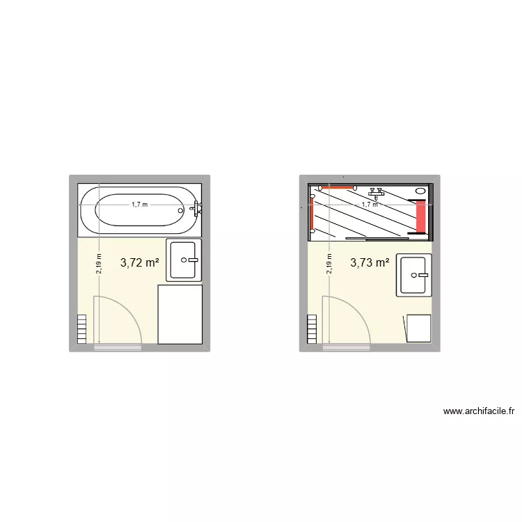 sjac. Plan de 2  et 7 m²