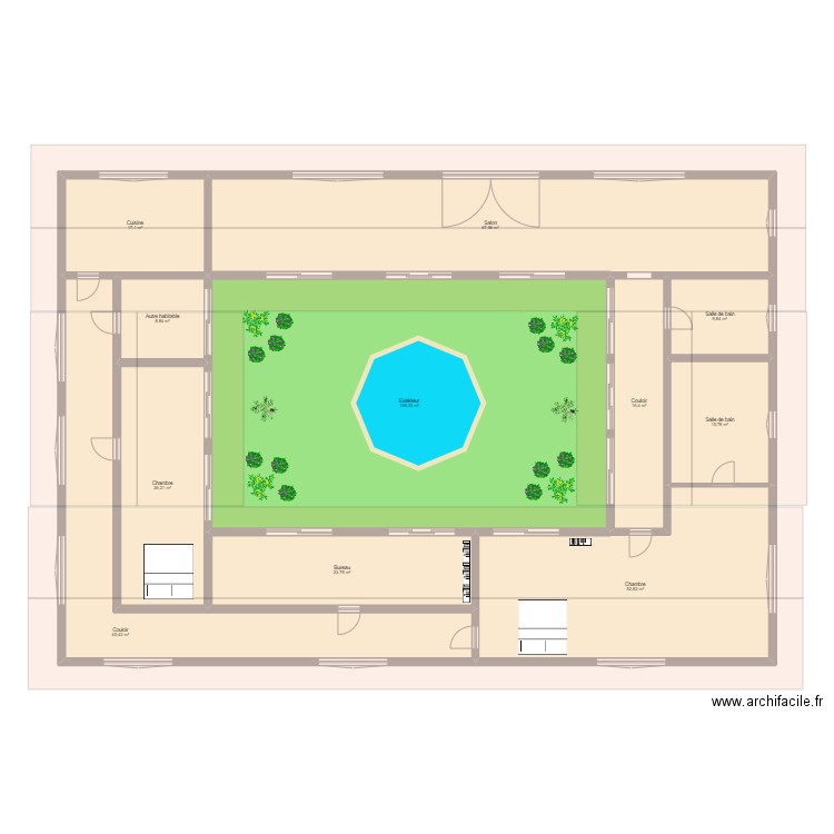 ma lmausibn. Plan de 11 pièces et 412 m2