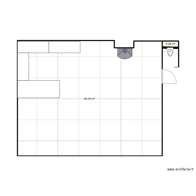 chaufage. Plan de 2 pièces et 54 m2
