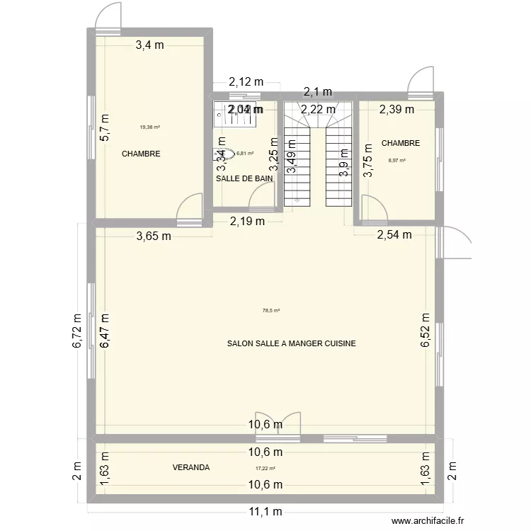 PLAN MAISON FINAL RDC ET R+1. Plan de 17  et 314 m²