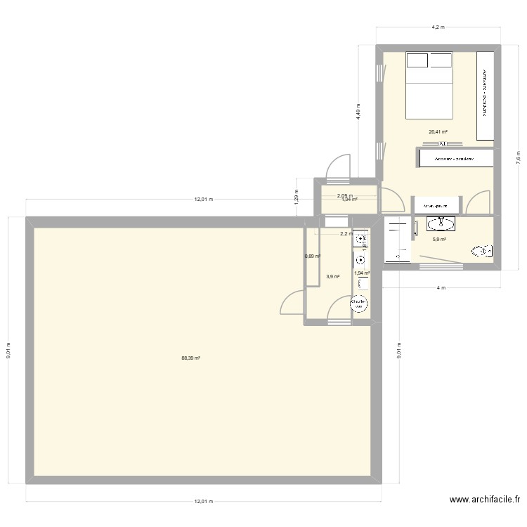 par fenetre 3. Plan de 7 pièces et 123 m2