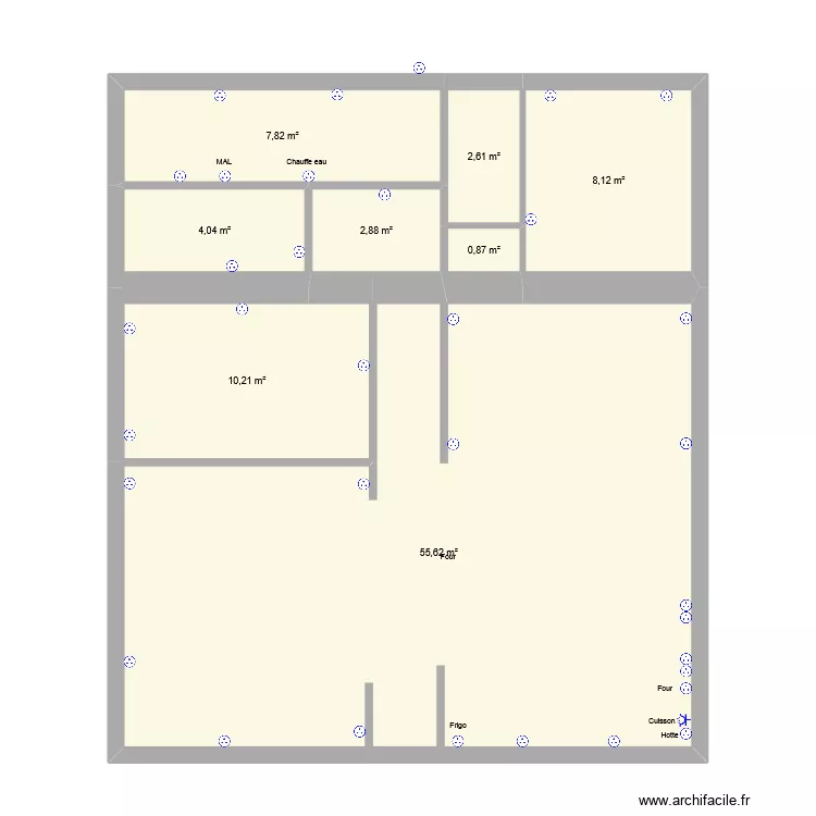 Maison marielle Prise. Plan de 8  et 92 m²